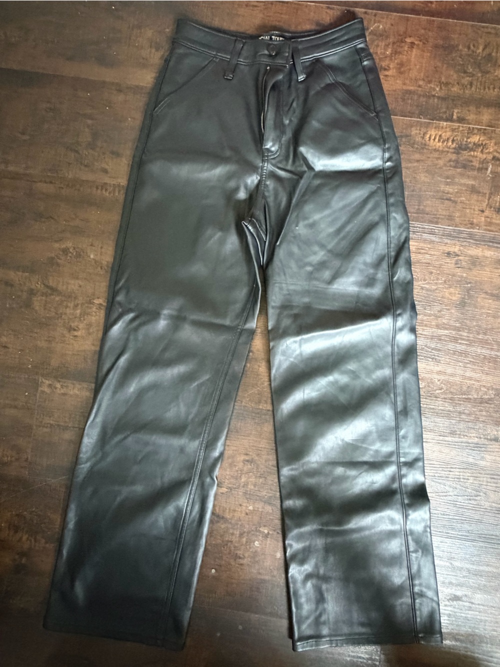 Women's Black Faux Leather wide leg Pants